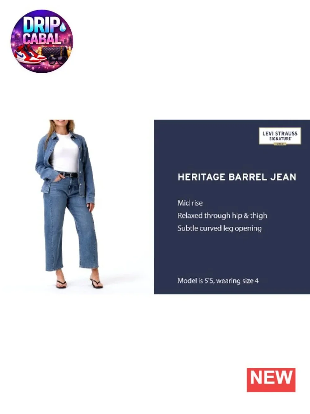 Heritage Barrel Jeans Mid Rise Stretch Denim Tapered Leg 27 Inseam